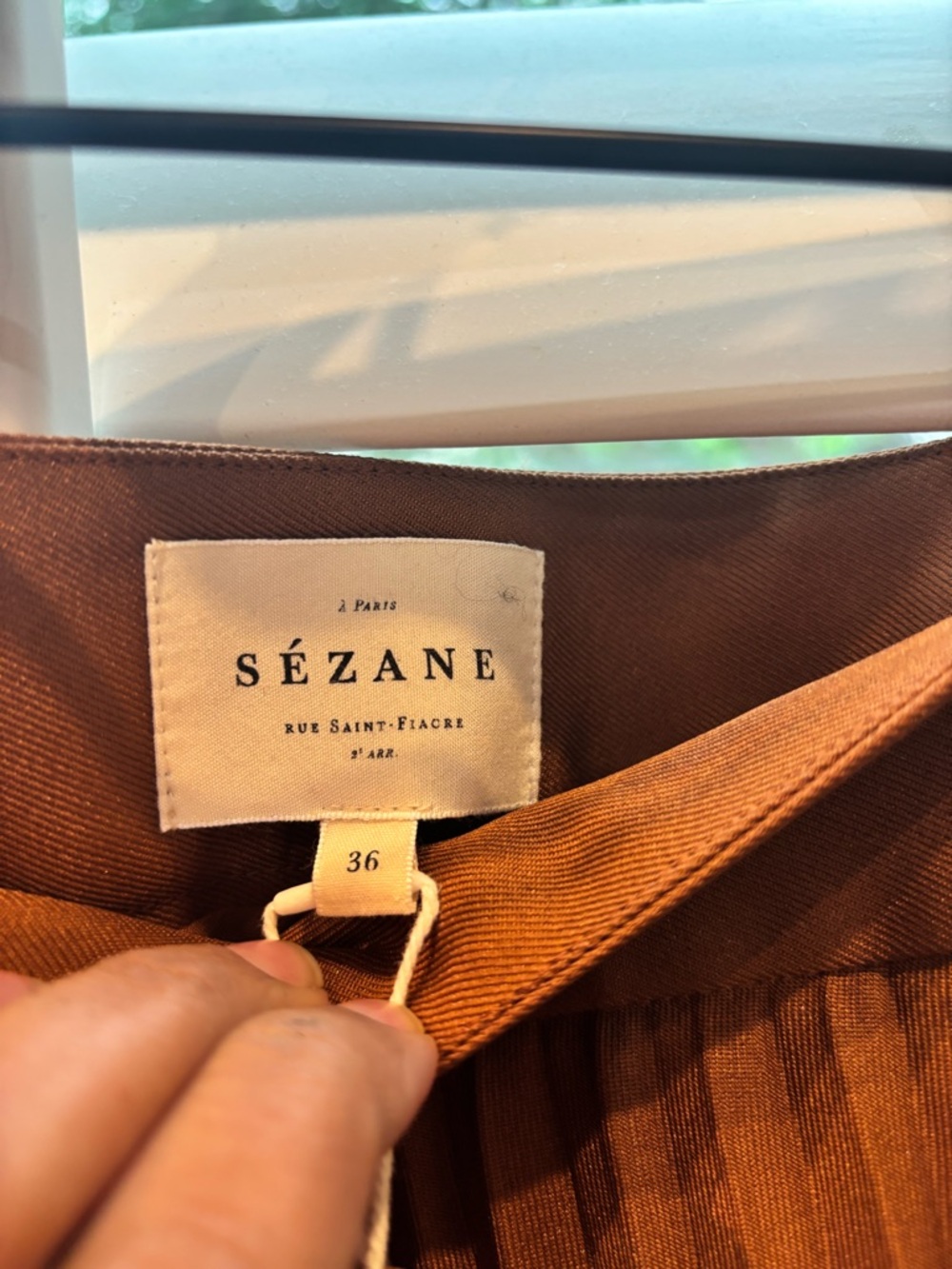 Sezane Hazelnut Pleated Midi Skirt with Belted Waist - Picture 3 of 9